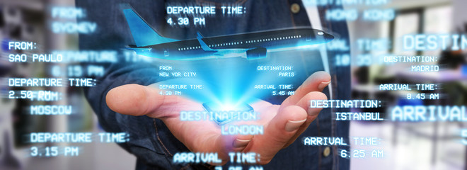 Businessman booking his flight