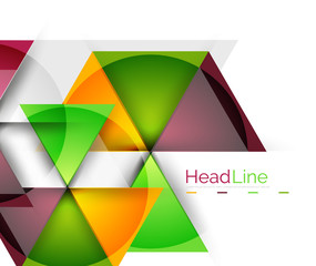Colorful triangles on white background
