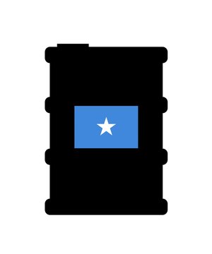 Drapeau de la Somalie sur un baril de p&eacute;trole
