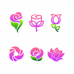 6 Abstract Rose Flower Logo Pack Vector Icon