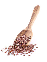 Flax with wooden spoon