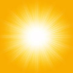 Bright sunbeams, shiny summer background with vibrant yellow & orange colors.