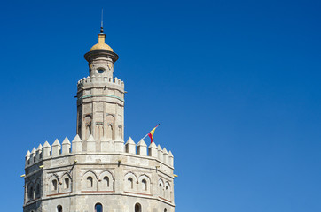 Fototapeta na wymiar Golden tower is a famous landmark of Sevilla City, Spain