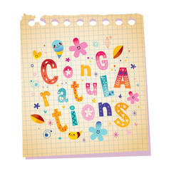 Congratulations unique lettering decorative text notepad paper message