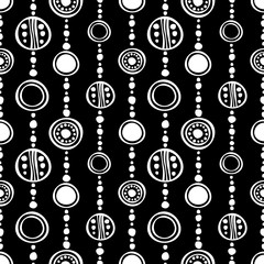 Seamless vector pattern. Black and white hand drawn endless background with ornamental decorative elements with ethnic, traditional motives. Series of Hand Drawn Ornamental Seamless vector Patterns