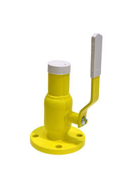 yellow gas valve isolated on white