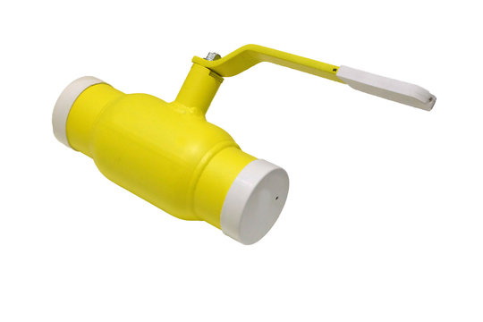 yellow gas valve isolated on white