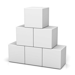 Blank 3d concept boxes isolated on white background with reflection 3D rendering