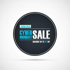 Cyber Monday Sale. Special offer banner, discount up to 75% off. Banner for business, promotion and advertising. Vector illustration.