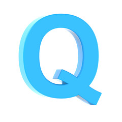 light blue letter Q