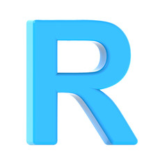 light blue letter R