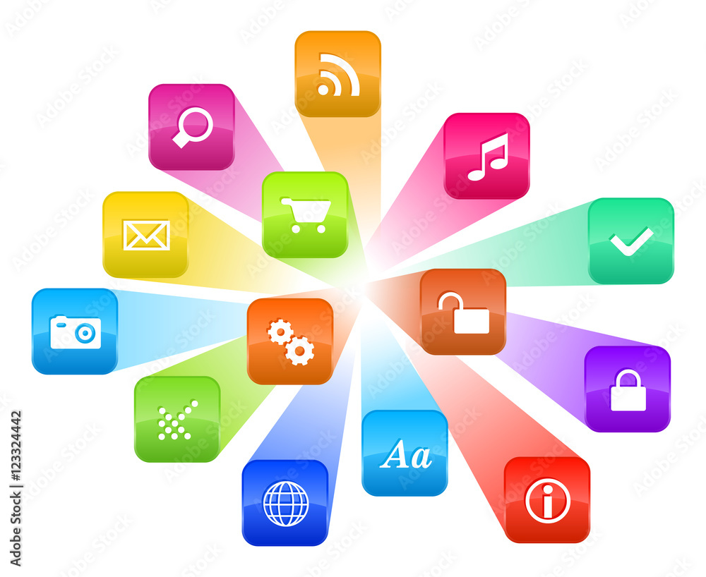 Poster Software concept: cloud of colorful program icons