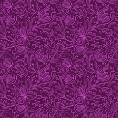 Seamless pattern with pomegranate, Rosh Hashanah symbol. Floral pattern with decorative pomegranate fruits and leaves. Vector illustration