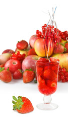 image of strawberry cocktail and fruit closeup