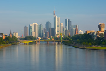 Fototapeta na wymiar Frankfurt in a sunny summer morning