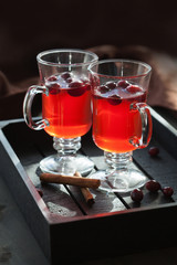 hot cranberry tea with cinnamon warming drink