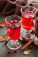 hot cranberry tea with cinnamon warming drink