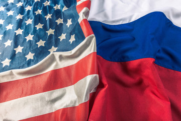 Usa flag and Russia flag