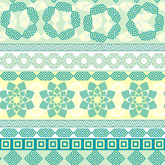 Tribal seamless pattern. Abstract background with ethnic ornament. Seamless background with different geometric shapes. Vector illustration