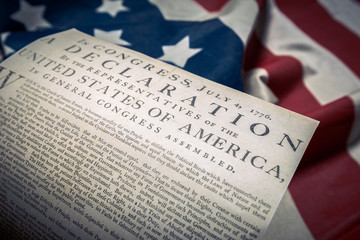 United States Declaration of Independence on a Betsy Ross flag
