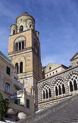 Amalfi Cathedral, the front facade: striped marble and stone
