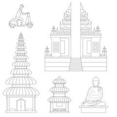 Bali Thin Line Art. Vector