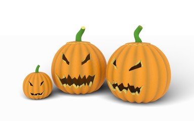 Illustration with Halloween pumpkins. 3D rendering.