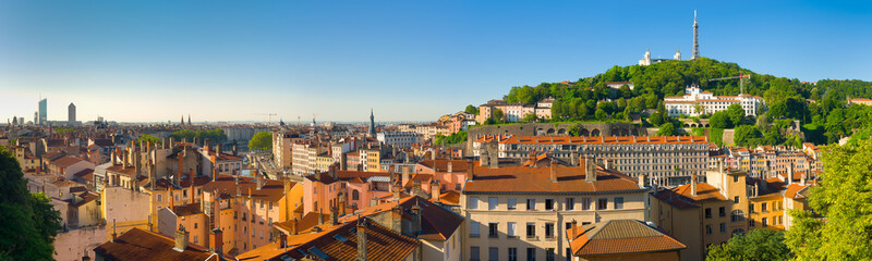 Panorama of Lyon in a summer day