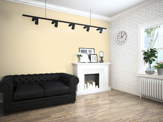 Modern bright interior . 3D rendering