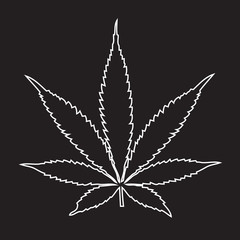 Obraz premium Marijuana leaf outline, weed vector illustration icon