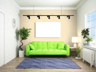 Modern bright interior . 3D rendering