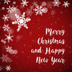 red striped christmas card with snowy border