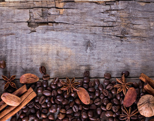 Coffee beans with spices