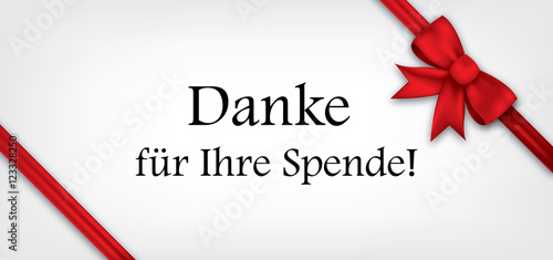 "Danke für ihre Spende Dankeskarte mit roter Schleife" Stockfotos und