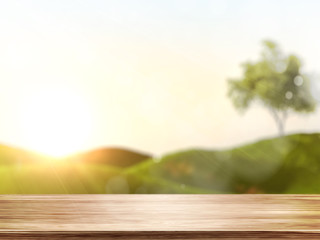 Empty tabletop. 3D rendering