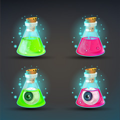 Cartoon bottles with poison