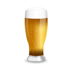 Glass of beer, isolated on white, vector illustration.