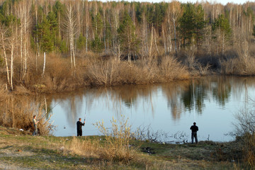 fishermen on the river