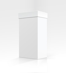 Vector Blank White Vertical Rectangular Carton box in Perspective for package design Isolated on White Background