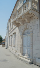 House of white stone in the harbor,Korcula,Croatia