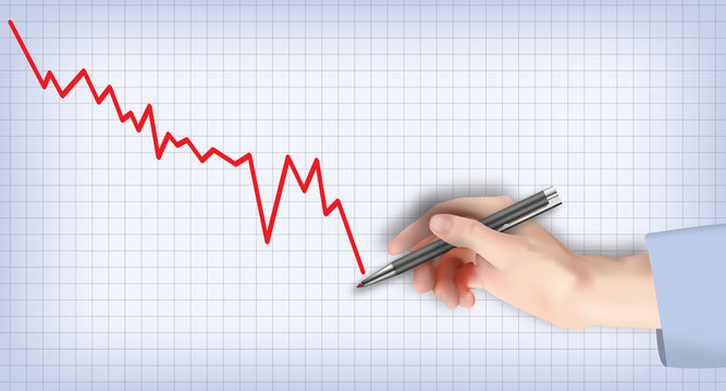 Hand zeichnet negativen Kurs