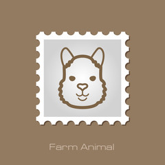 Lama outline stamp. Animal head vector symbol