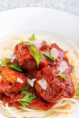 Pasta with meatballs and tomato sauce