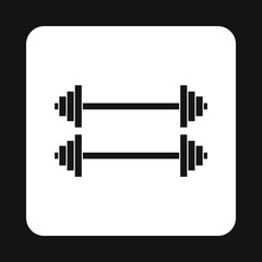 Two barbells icon in simple style on a white background