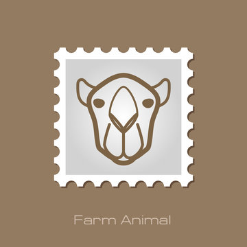Camel outline stamp. Animal head vector symbol