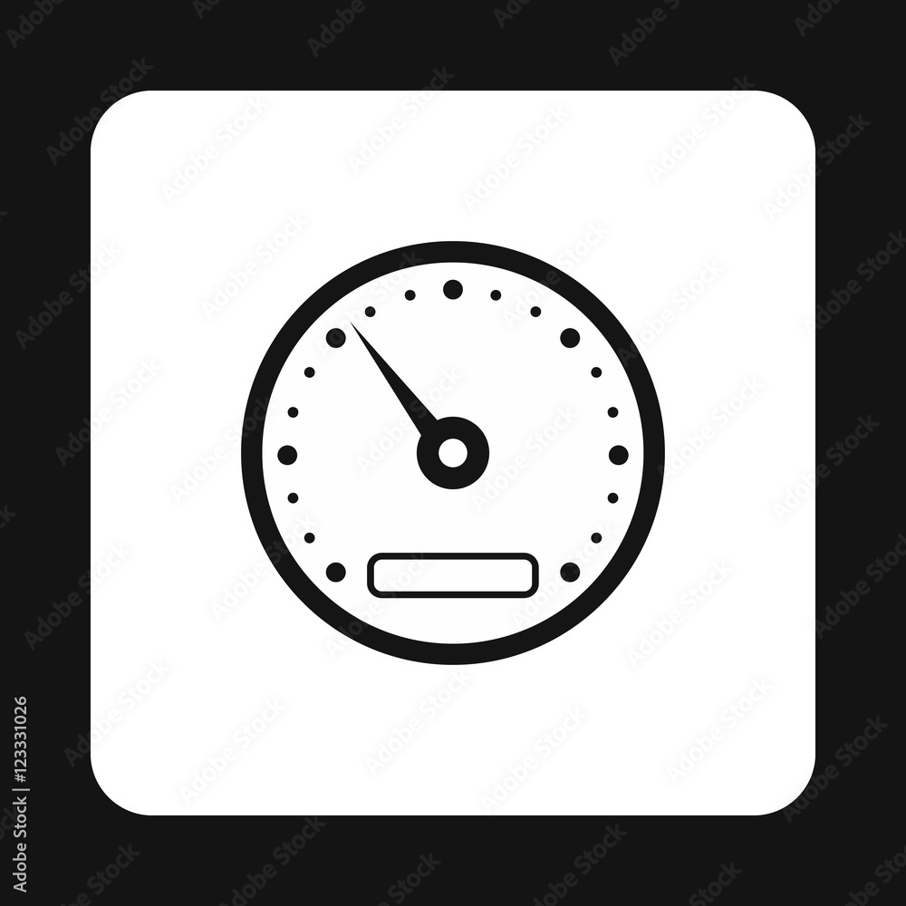 Poster speedometer, measuring scale icon in simple style on a white background