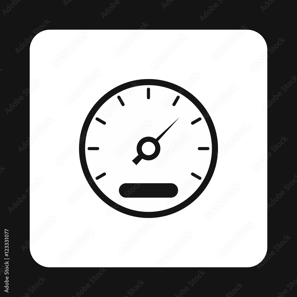 Poster speedometer, measuring scale icon in simple style on a white background