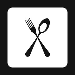 Spoon and fork icon in simple style on a white background