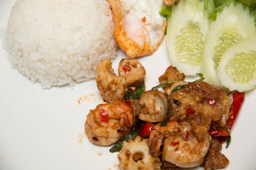 Image of Thai spicy seafood style with rice