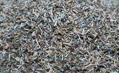 Shredded paper money of the Bank of Russia